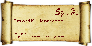 Sztahó Henrietta névjegykártya